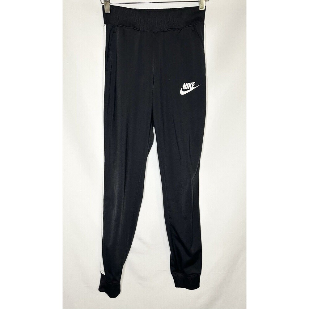 Nike Women's Tapered Black Pull-On‎ Track Pants White Stripes SIZE X-SMALL